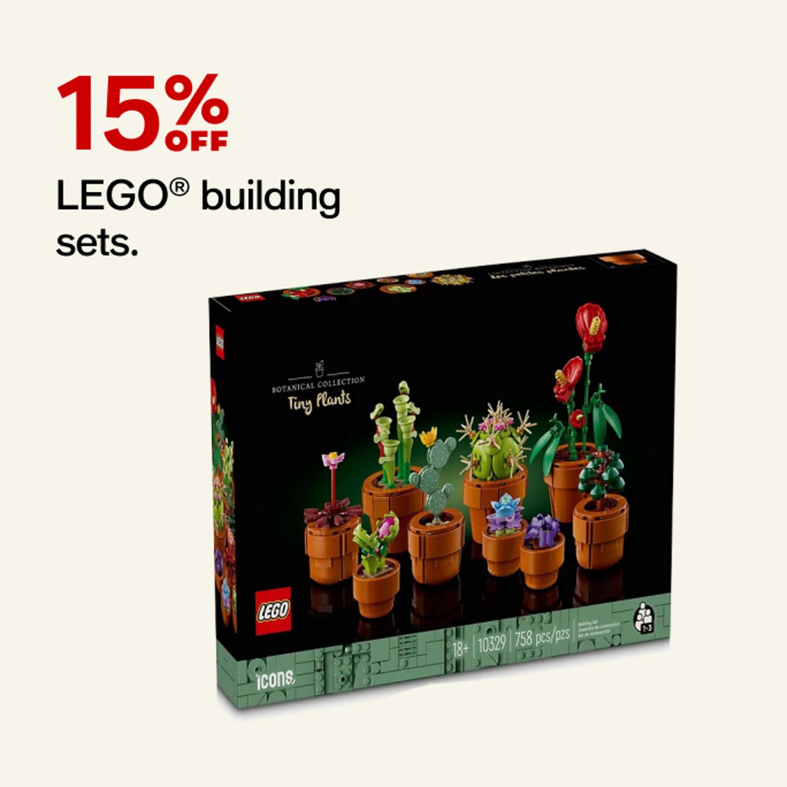 15% LEGO building sets