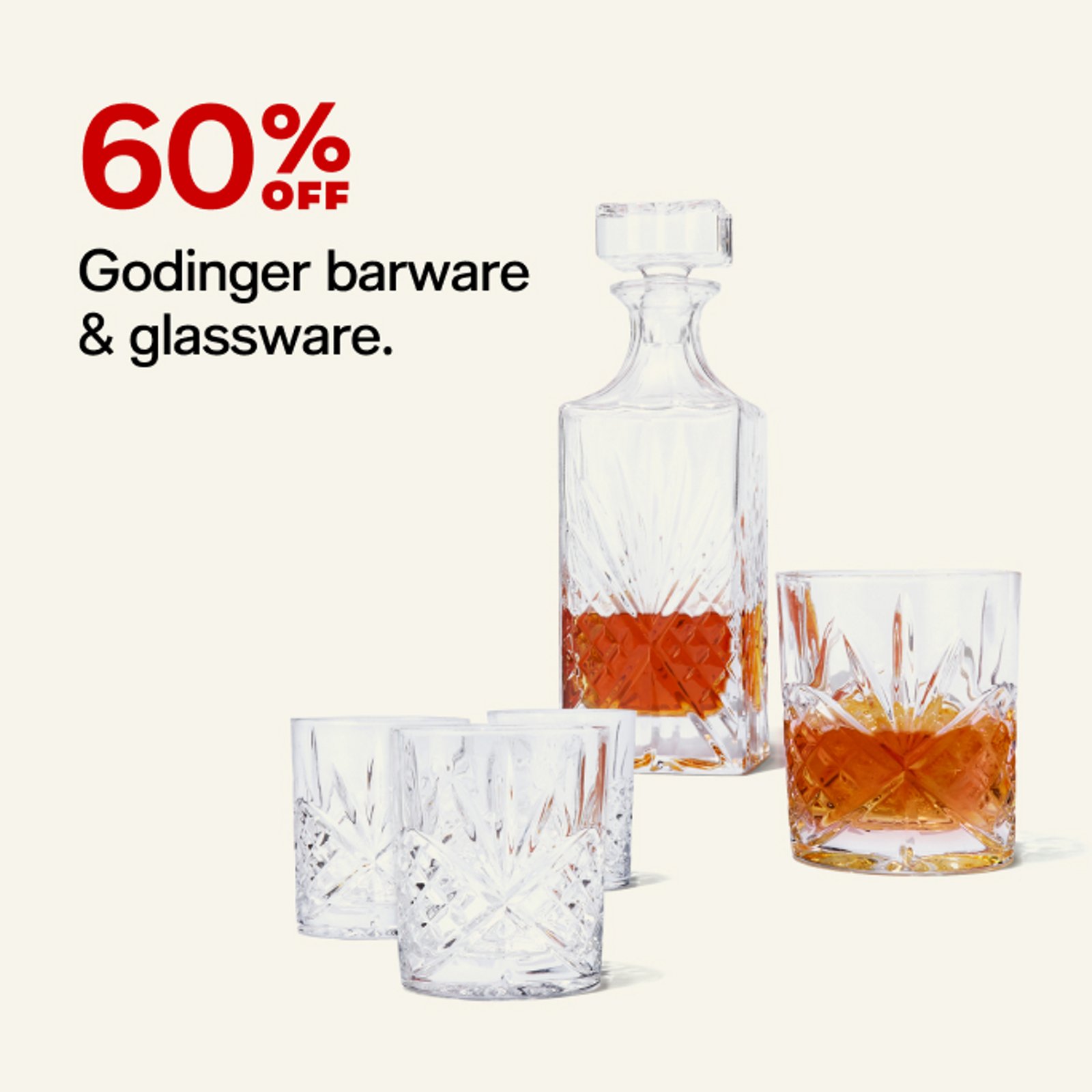 60% off Godinger barware & glassware