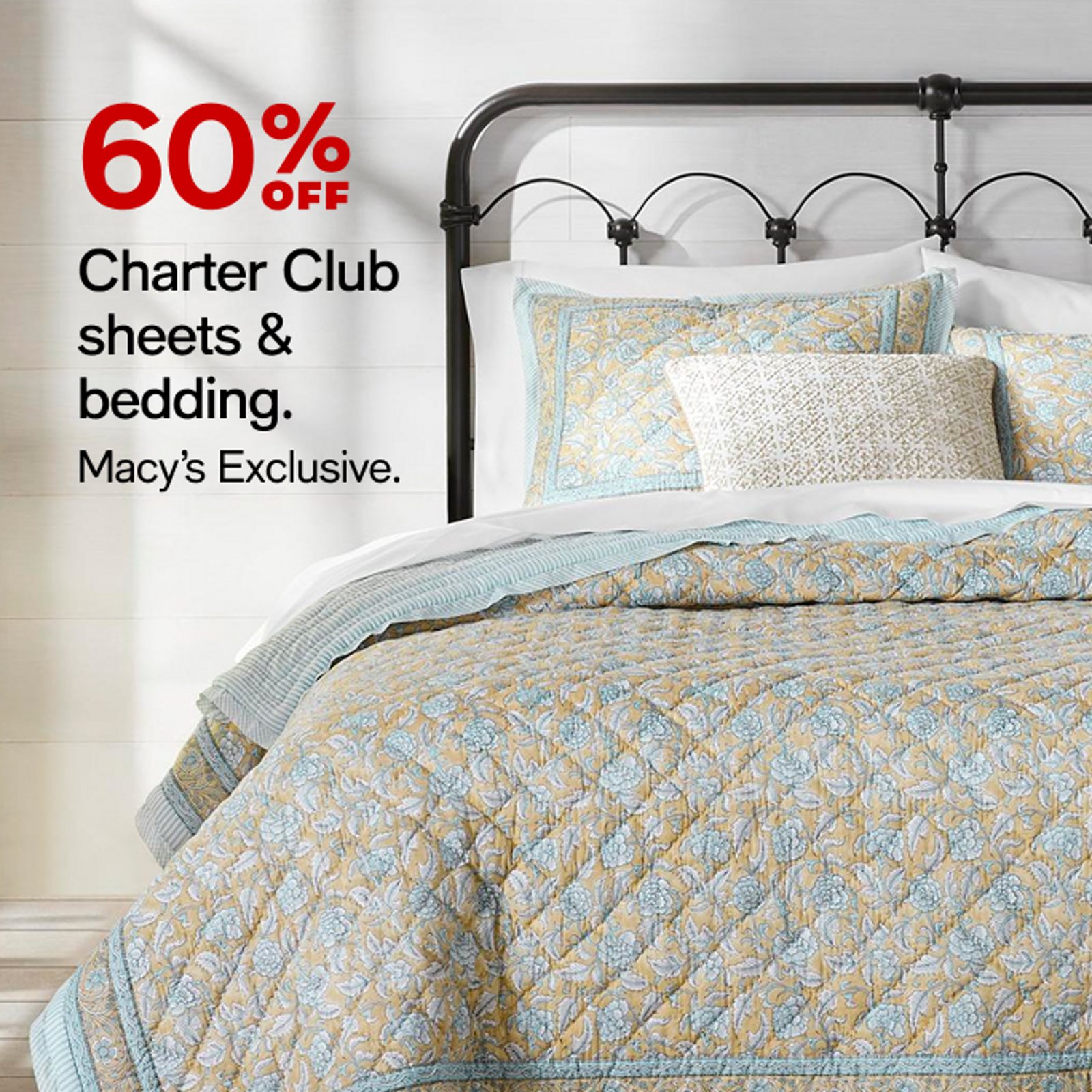 60% off Charter club sheets & bedding